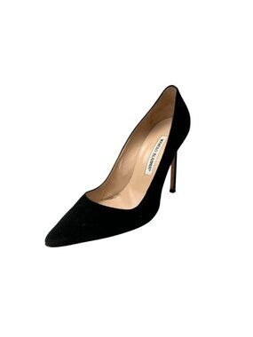 MANOLO BLAHNIK Black Suede BB Pumps sz 8